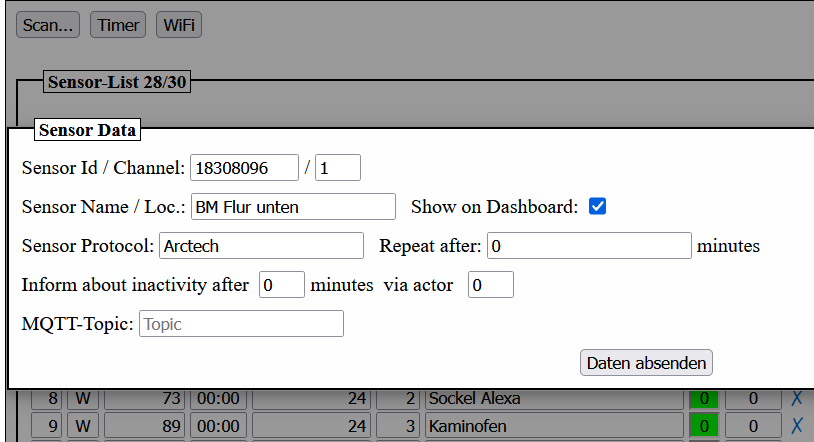 Sensor configuration